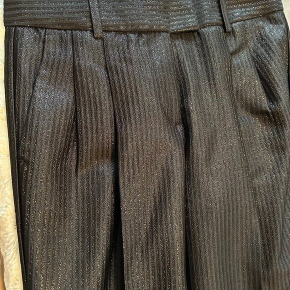 Banana Republic Black Shimmer Pinstripe Trousers – Size 2 - Picture 1 of 8